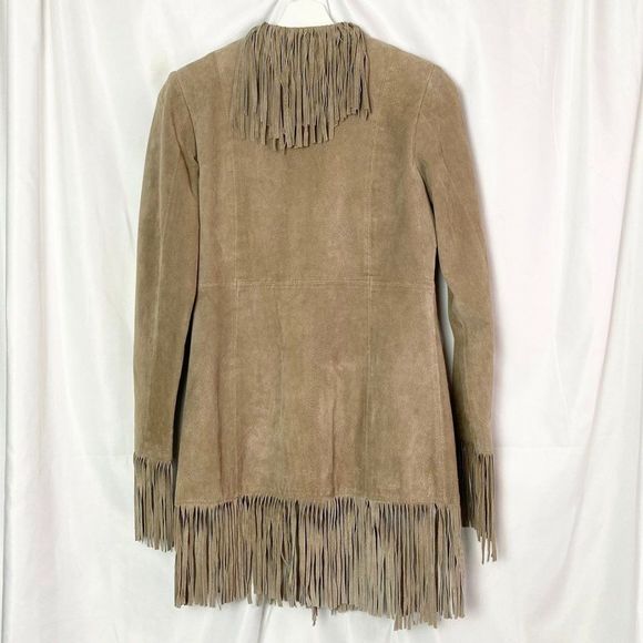 VINTAGE 1990s B Lucid Boho Fringed Suede Jacket - Picture 2 of 8